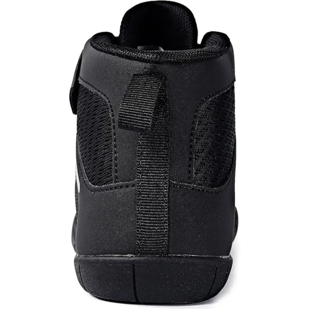 New Sisttke Boys Size 3.5 Black Mesh Lace Up Hook Loop Wrestling High Top Shoes